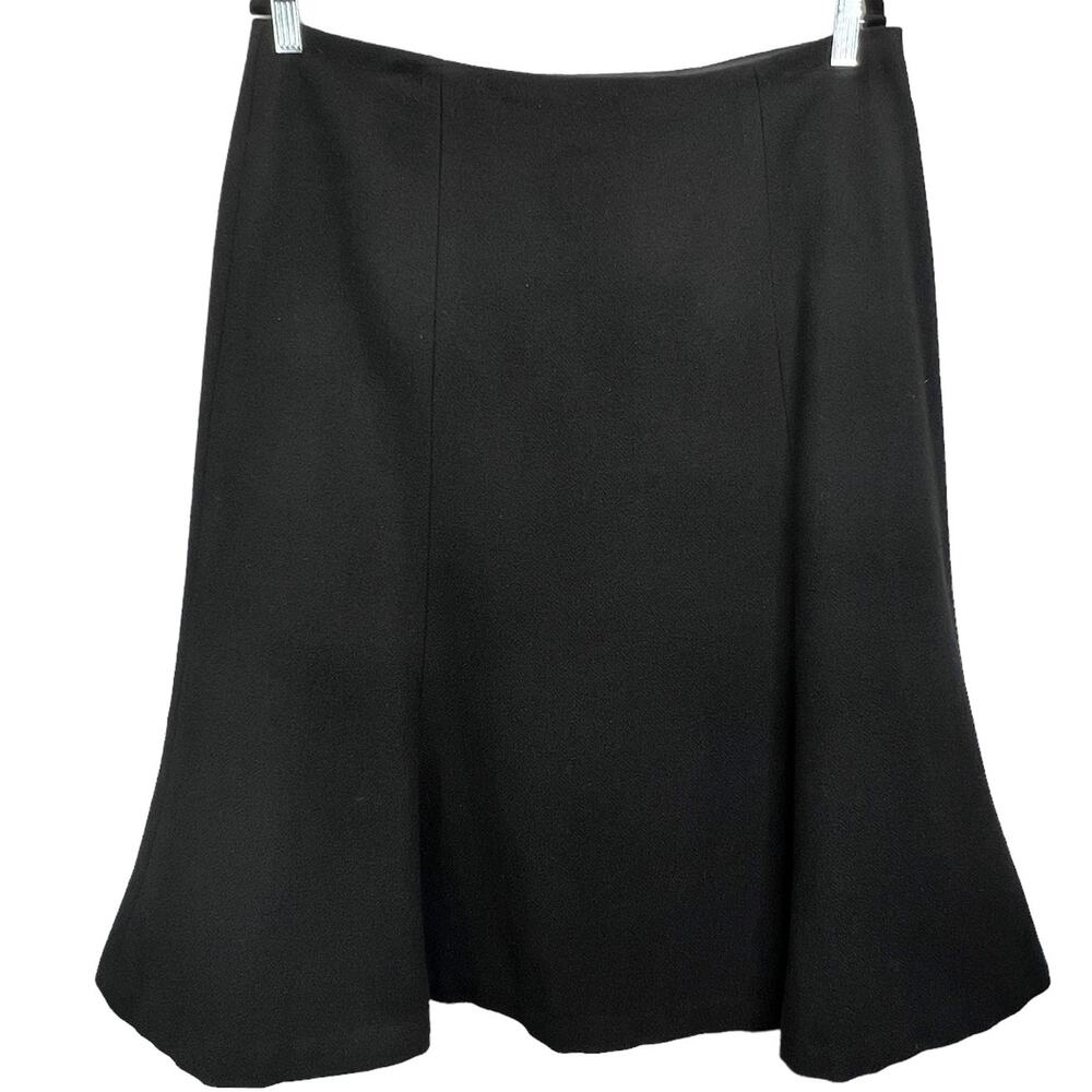 CHAPS Black Wool Blend A-Line Skirt 12 Side Zip Lined Classic Modest Religious
